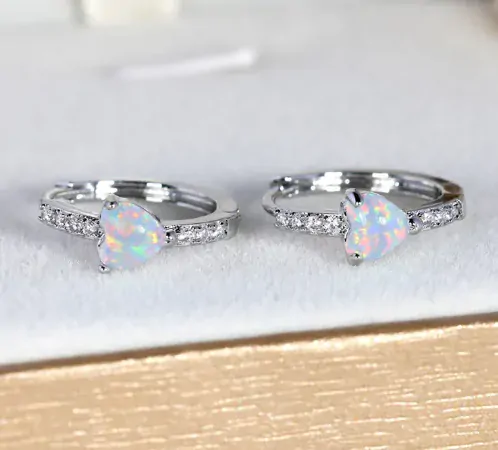 Dětské náušnice Opal Heart