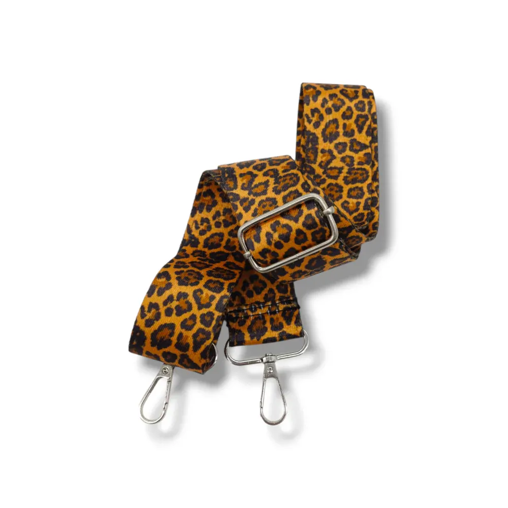 Leopardí popruh se stříbrnými sponami - popruh na kabelku/ledvinu