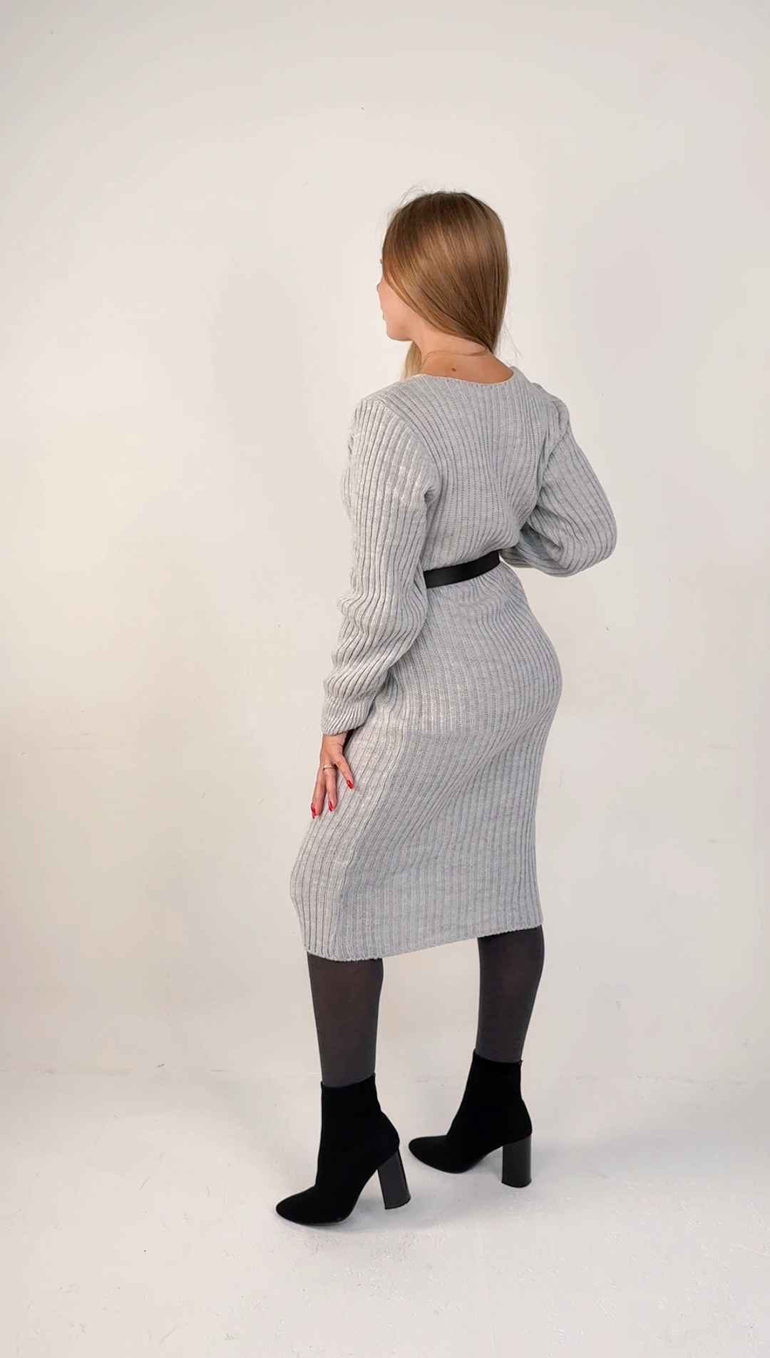 Svetrové šaty Nina - šedá, sedne od velikosti XS do L