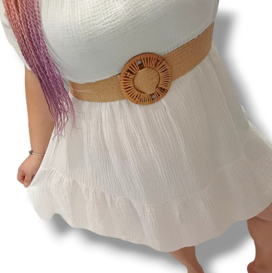 PLUS SIZE pružný přírodní pásek - khaki, velikost 105