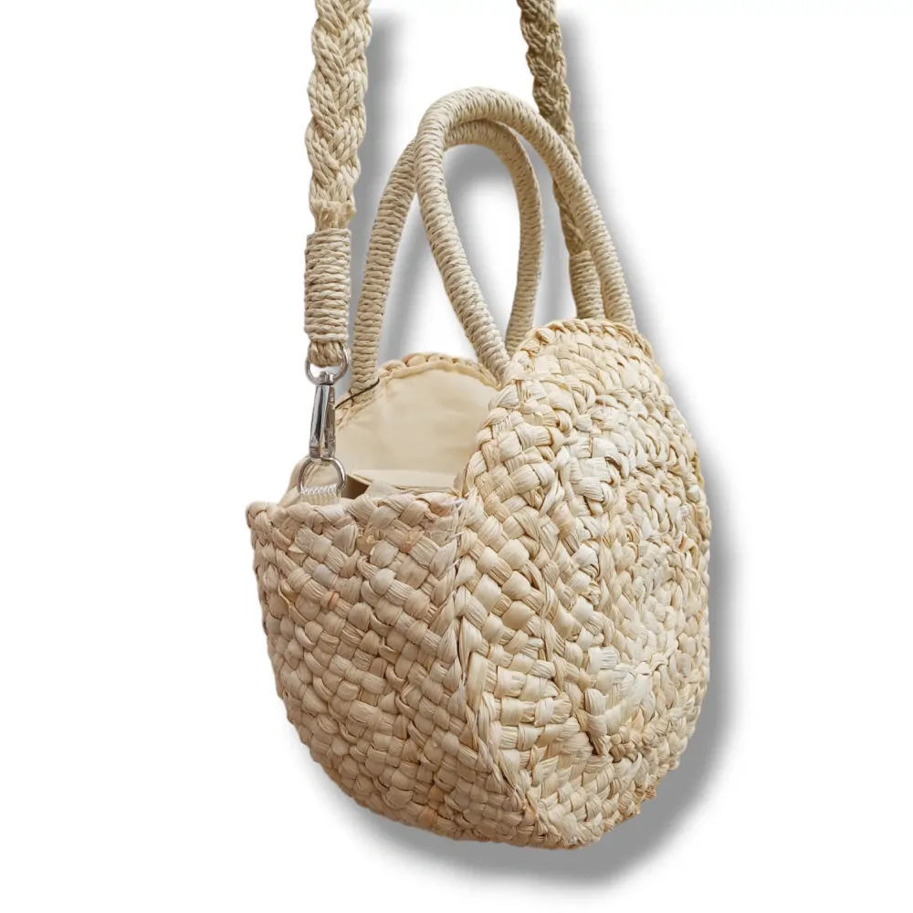 Strawee Round - slaměná kulatá kabelka - beige