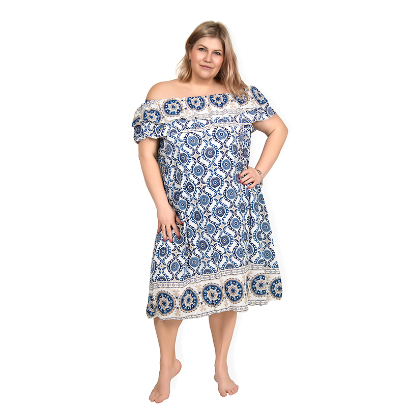 Bellita - PLUS SIZE šaty s volánovým výstřihem - sednou do velikosti 52
