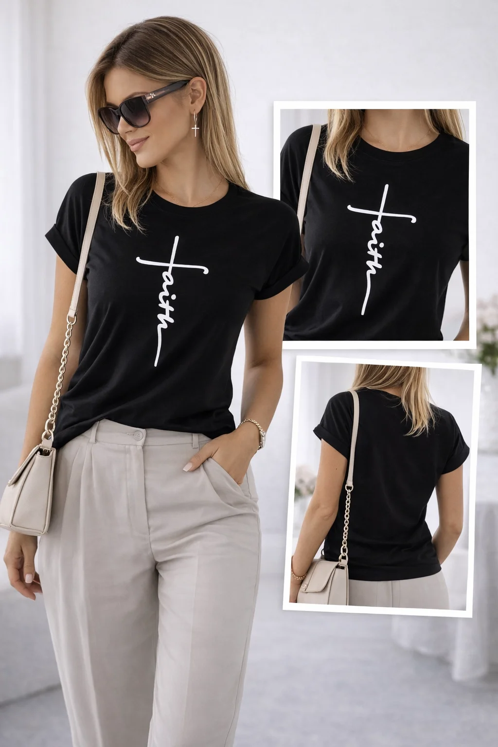 FAITH tričko - černá, sedne od velikosti XS do L