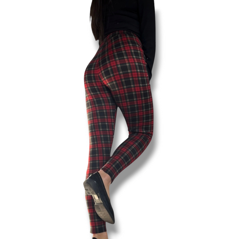 Zateplené kostkované legíny, velikost M/L