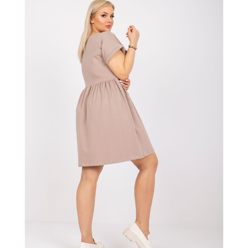 SIMONA - PLUS SIZE šaty - dark beige, velikosti od 2XL do 3XL
