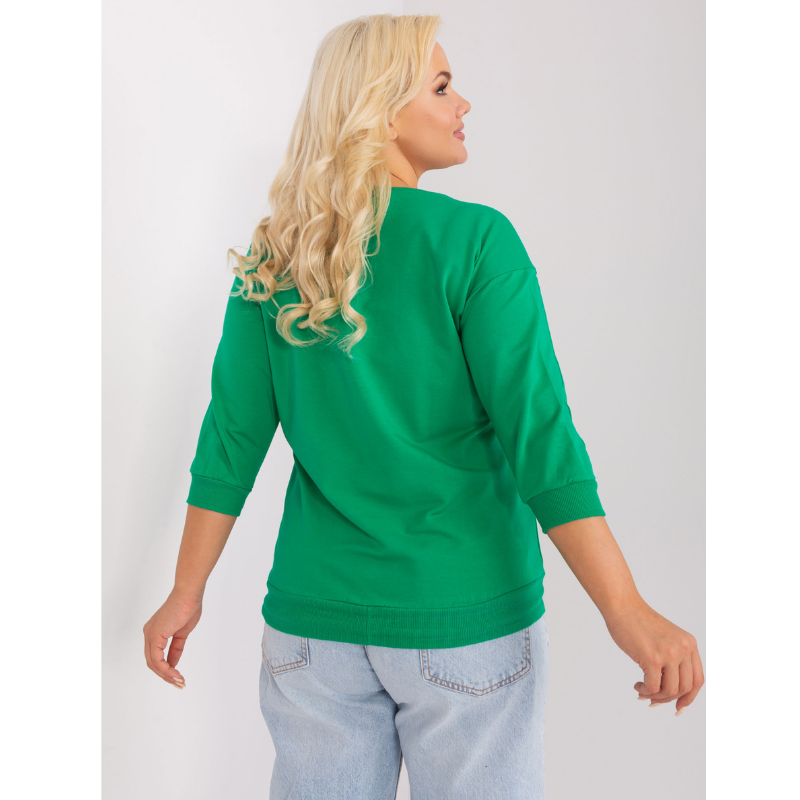 MONA - PLUS SIZE mikinové tričko - zelená, velikost sedne do 46