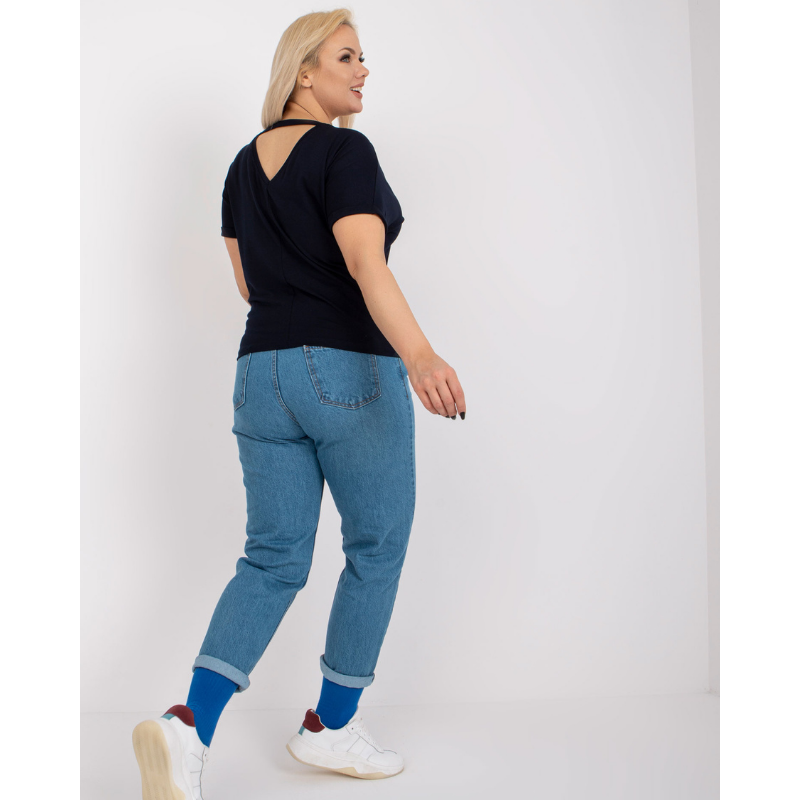 ALENA - PLUS SIZE tričko - tmavě modrá, velikost sedne do 44