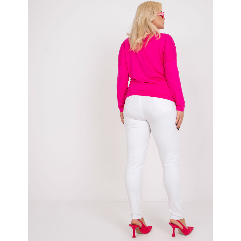 ELISA - PLUS SIZE tričko s dlouhým rukávem - fuchsiová, sedne do velikosti 44