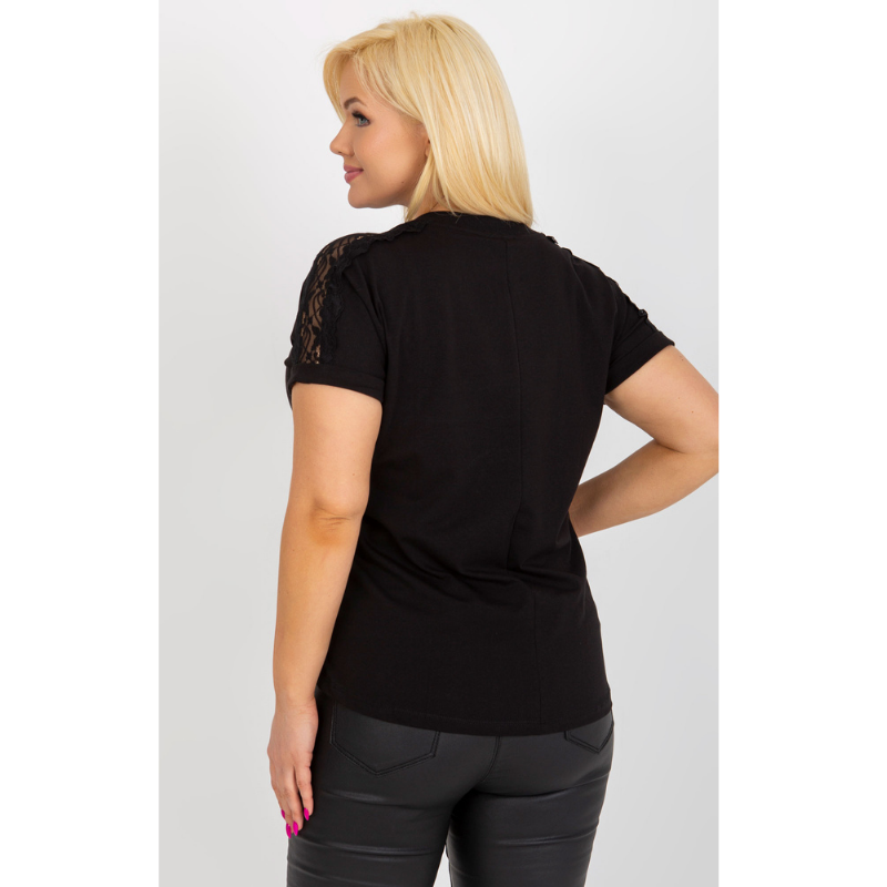 CELESTE - PLUS SIZE tričko s krajkou - černá