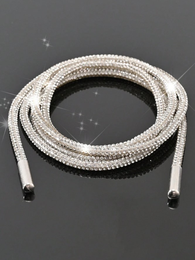 SPARKLE LACES - šedé tkaničky s falešnými diamanty - 100 cm