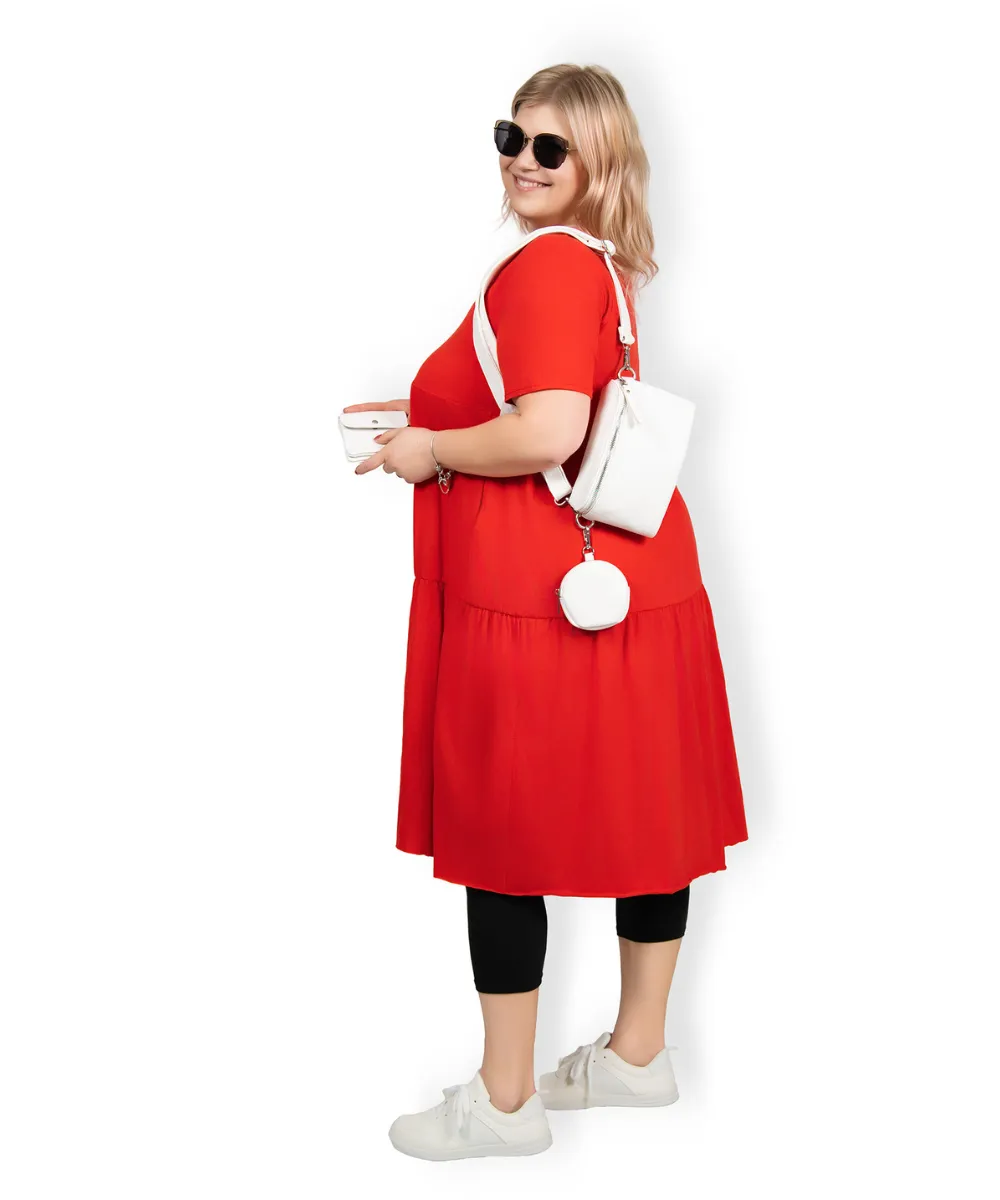 BRIANNA - PLUS SIZE šaty - červená, sedne do velikosti 50