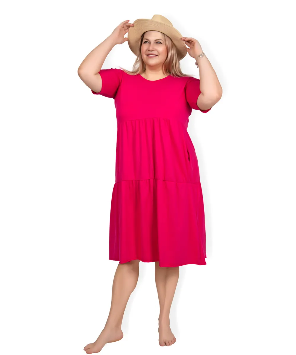 BRIANNA - PLUS SIZE šaty - růžová, sedne do velikosti 50