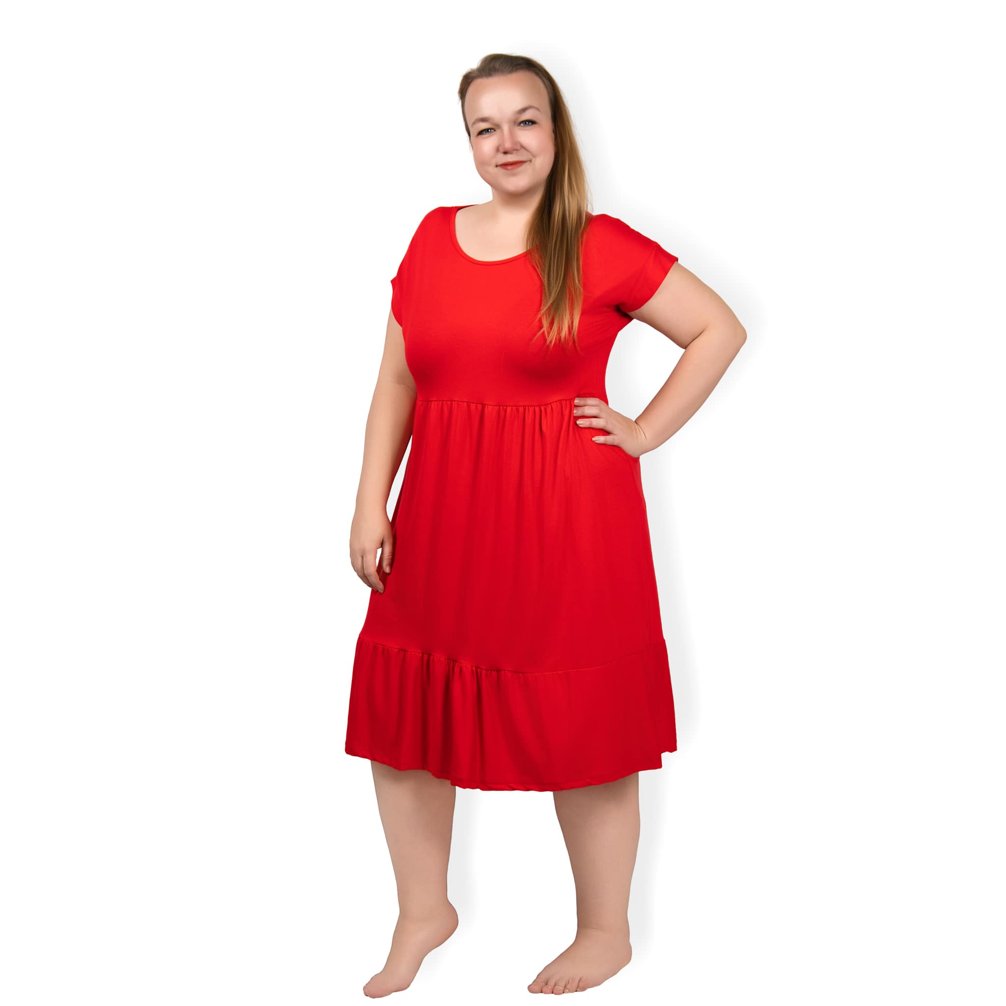PLUS SIZE šaty Kate - červená, sednou do velikosti 50