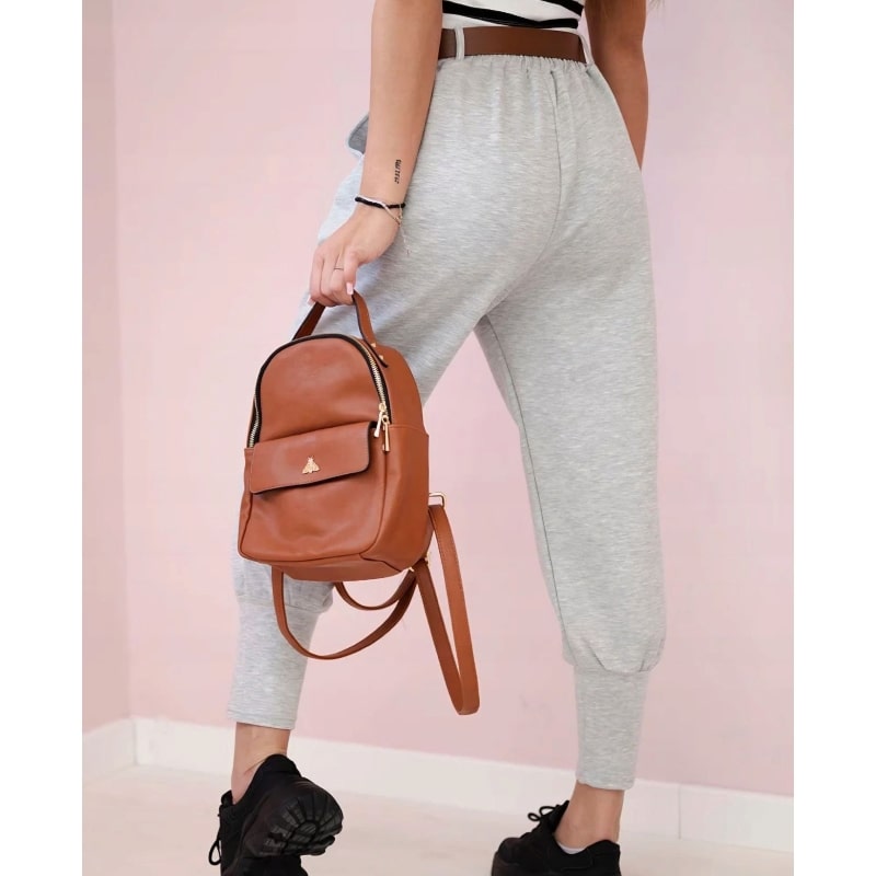 SOPHIA - stylové kalhoty s páskem, šedá, velikost sedne od S do L