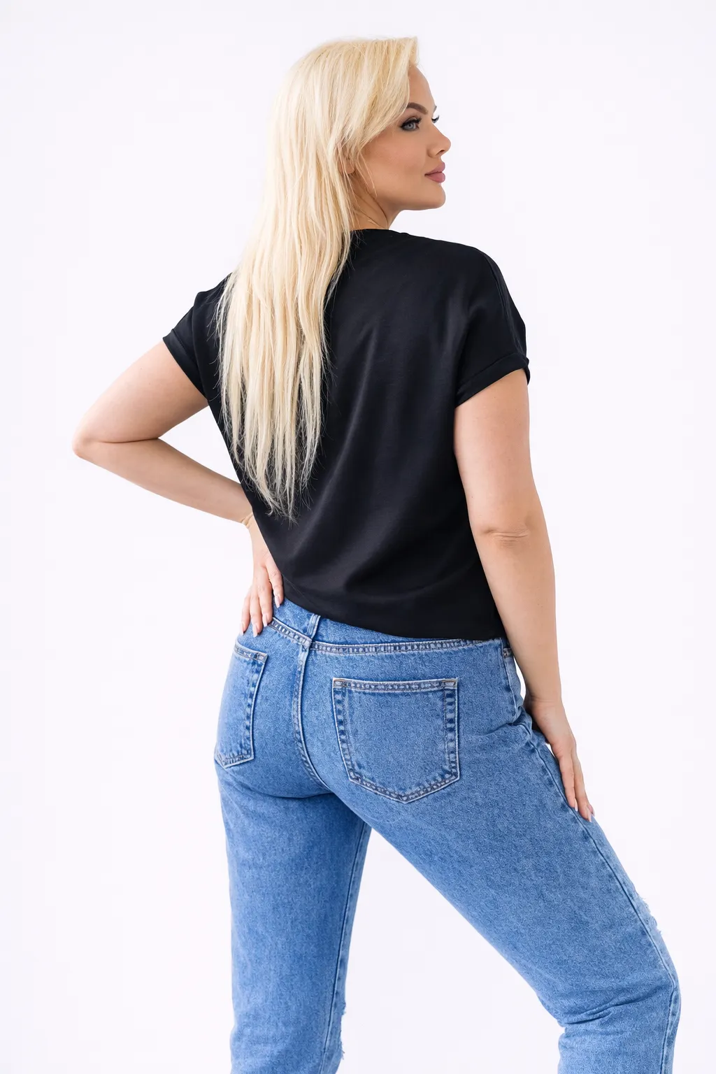MELISA - tričko s uzlem - černá, sedne do velikosti XL