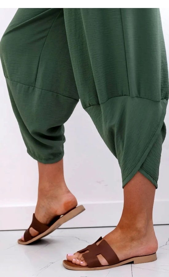 BONNIE - kalhoty se širokými nohavicemi a kapsami - khaki