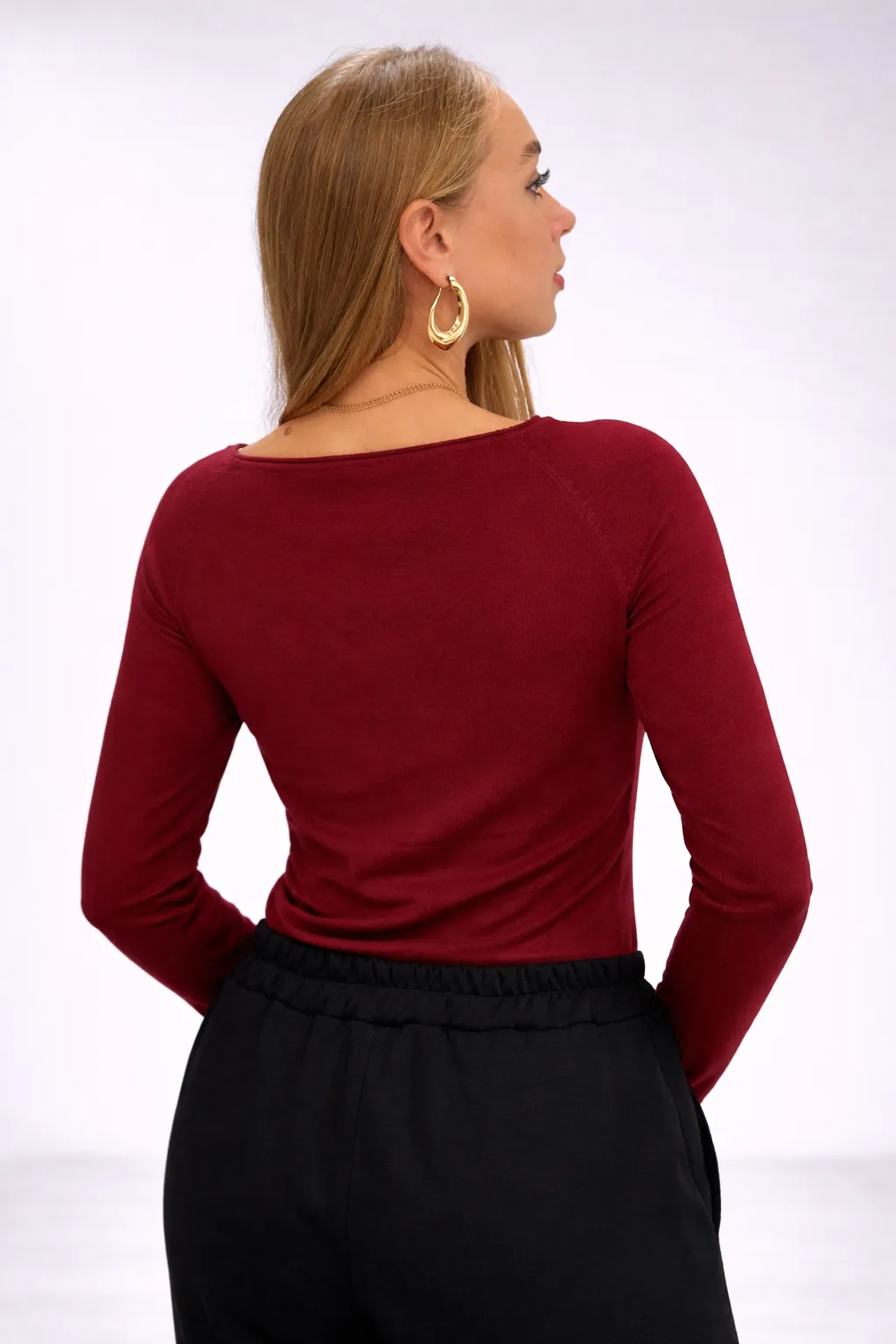 VIBE - basic svetřík - bordó - větší velikost