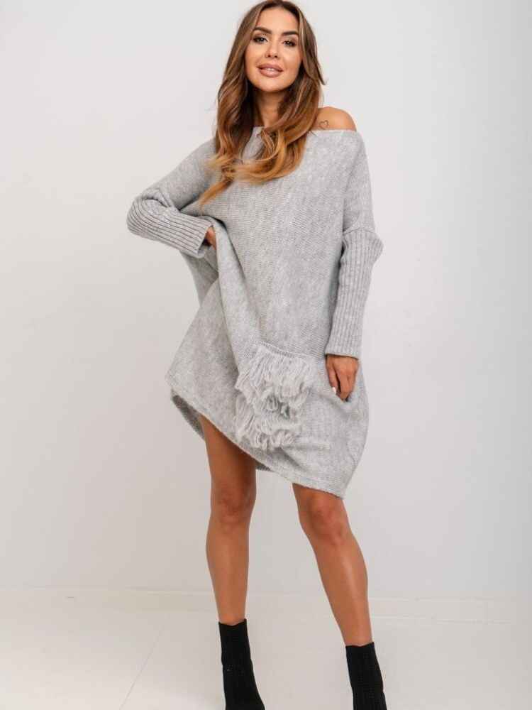 SANDY - oversize svetr - šedá, sedne od S do XL