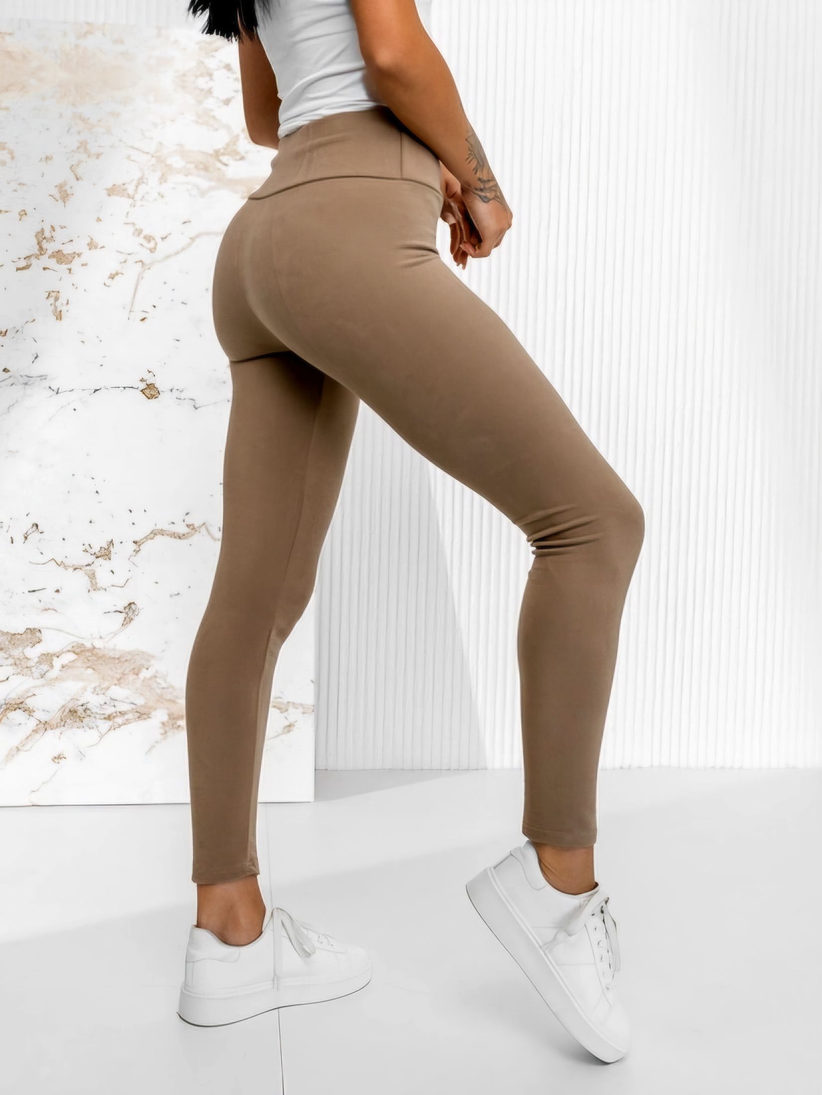 Bibi - bambusové středně zateplené legíny - kapučíno, velikost 5XL/6XL