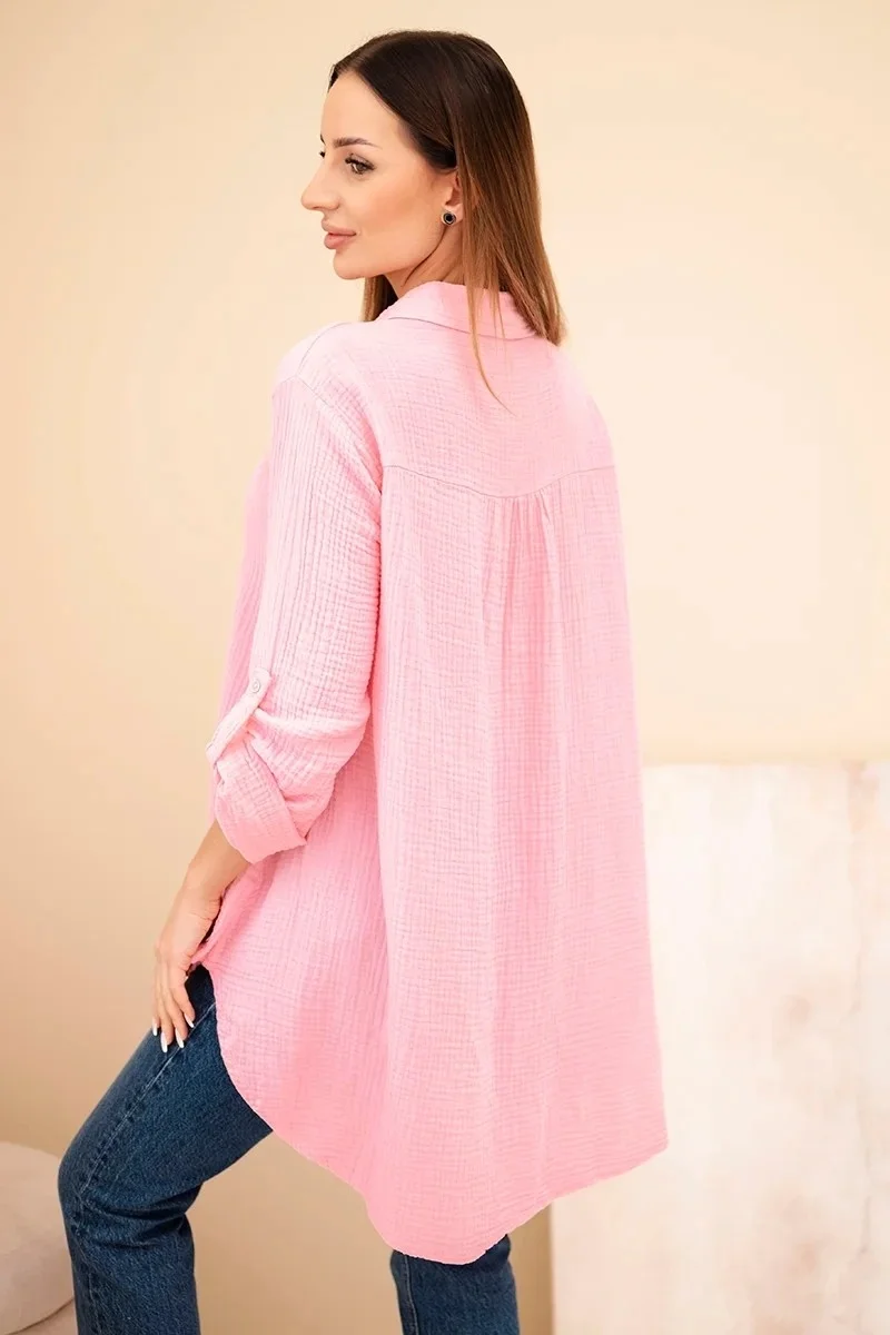 BRISA - PLUS SIZE mušelínová košile - guava, sedne do velikosti 50