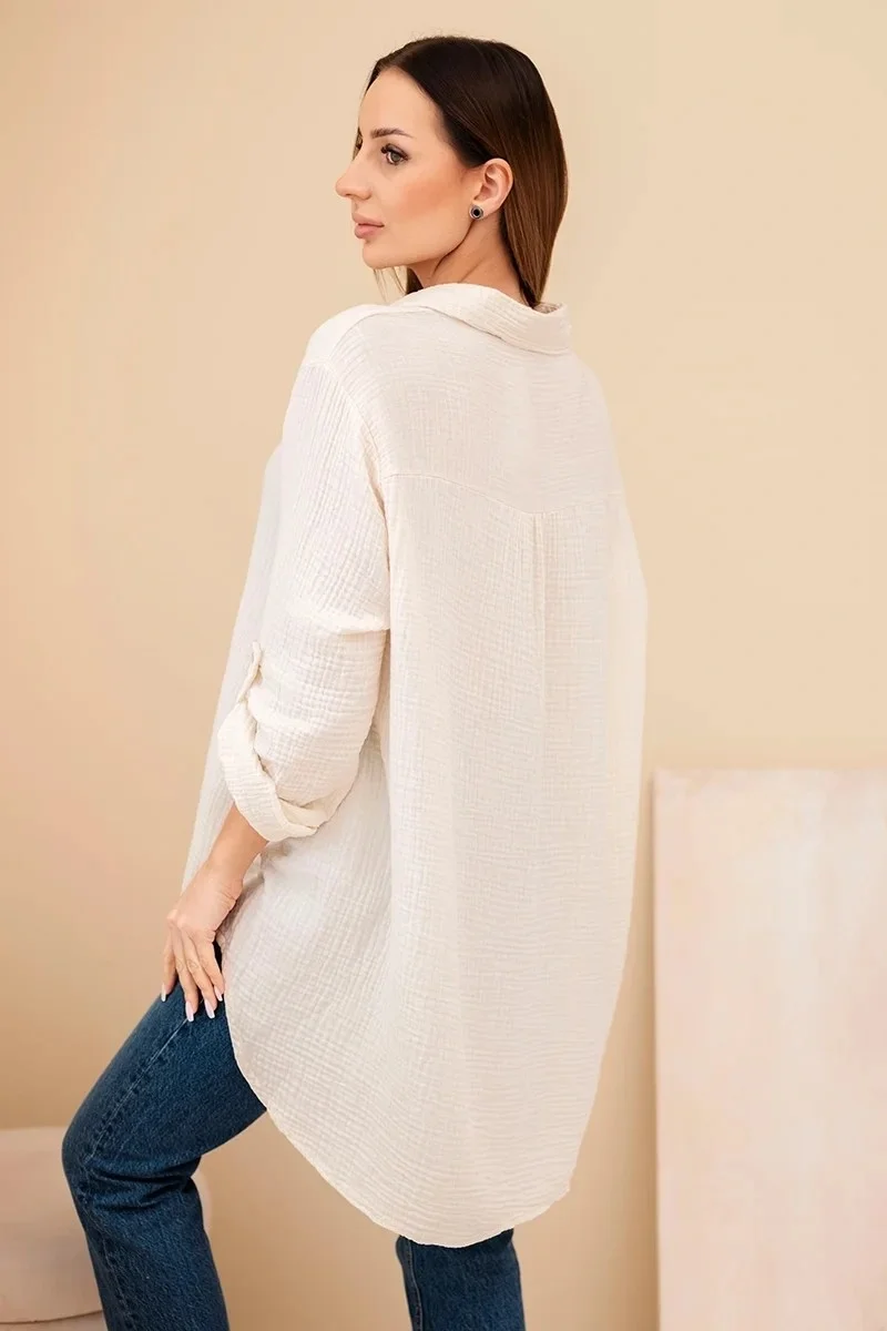 BRISA - PLUS SIZE mušelínová košile - mandlová, sedne do velikosti 50