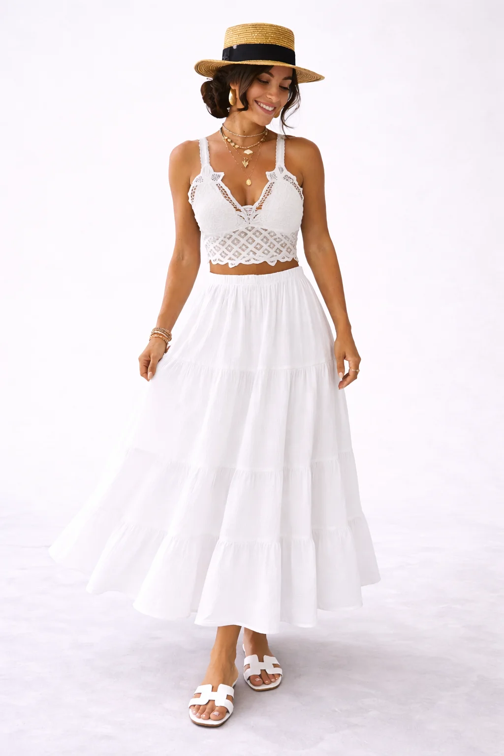 SAHARA - mušelínová sukně - kokosová, sedne od velikosti S do L 