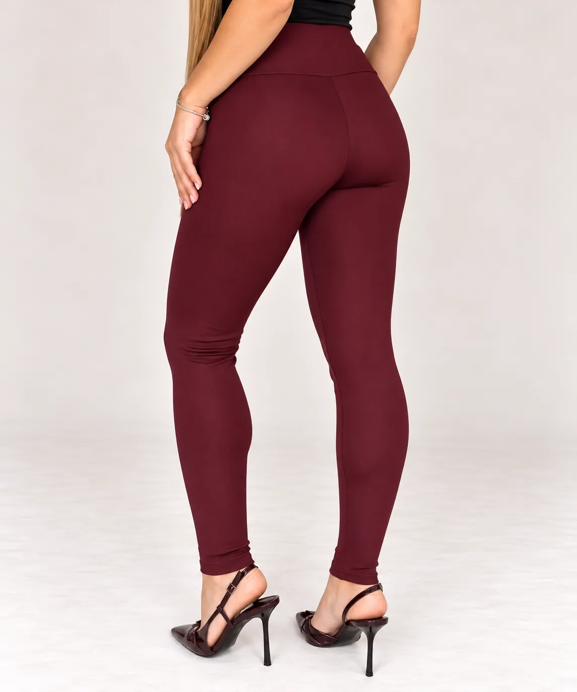 ALASKA - zateplené tvarující legíny - burgundy, velikosti od S do 6XL