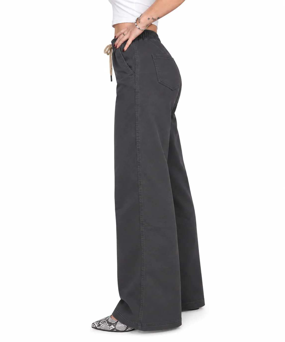 MONTANA - džínové zateplené kalhoty se širokými nohavicemi - šedá, velikost L/XL