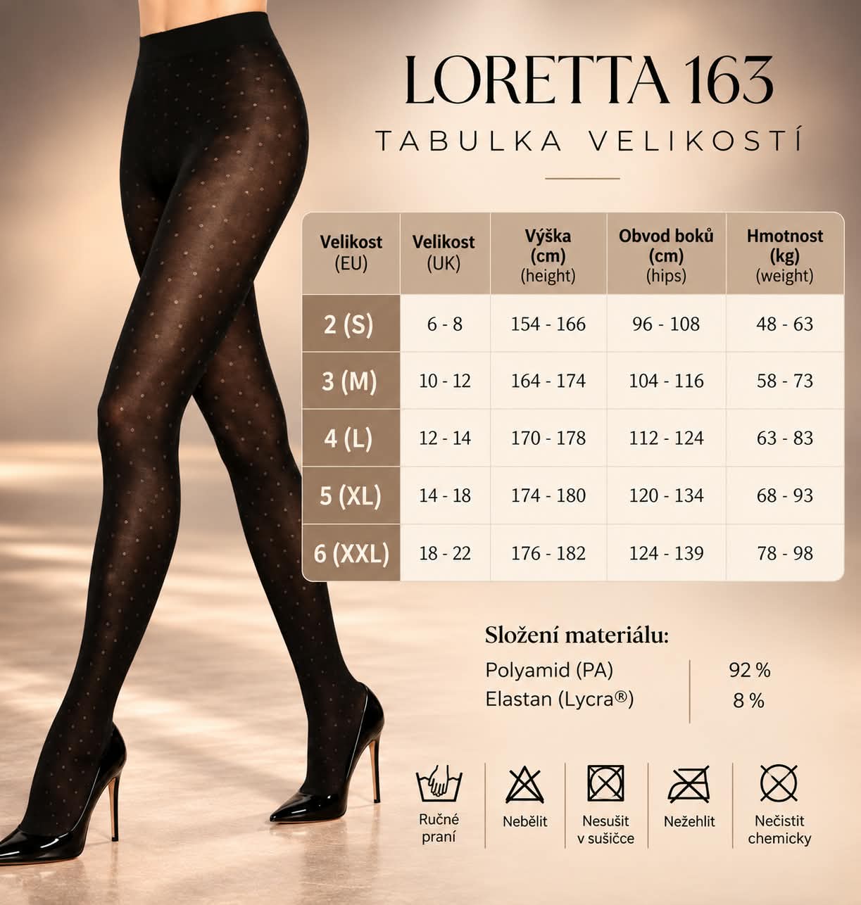 LORETTA 163 - elegantní vzorované punčocháče, 50 DEN - velikosti od S do XXL