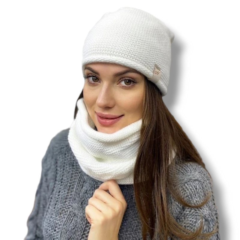 Set čepice s tunelem - bílá