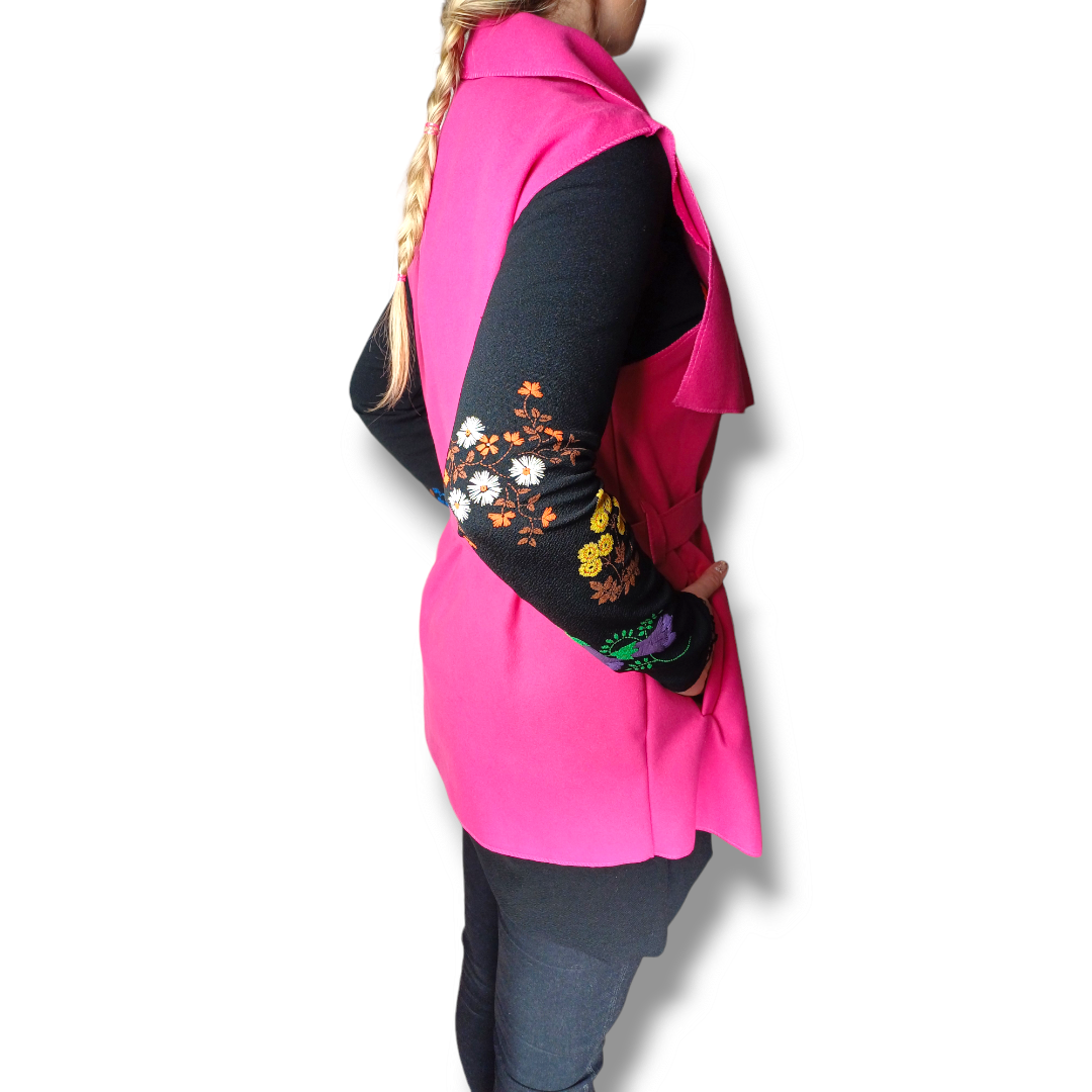 Moly - flaušová vesta krátká - magenta, sedne od velikosti XS do XL