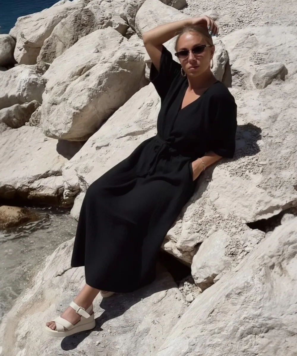 JESSICA - dlouhé mušelínové šaty - černá třešeň, sedne od velikosti XS do XL