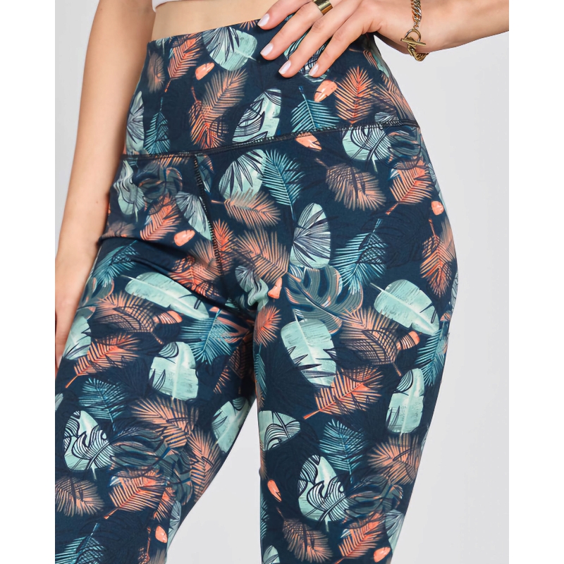 3/4 legíny Monstera - zelená, velikosti od S-XXL