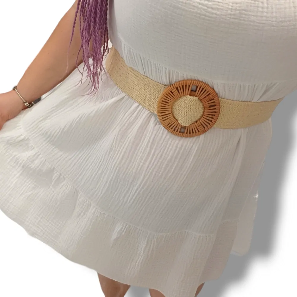 PLUS SIZE pružný přírodní pásek - beige