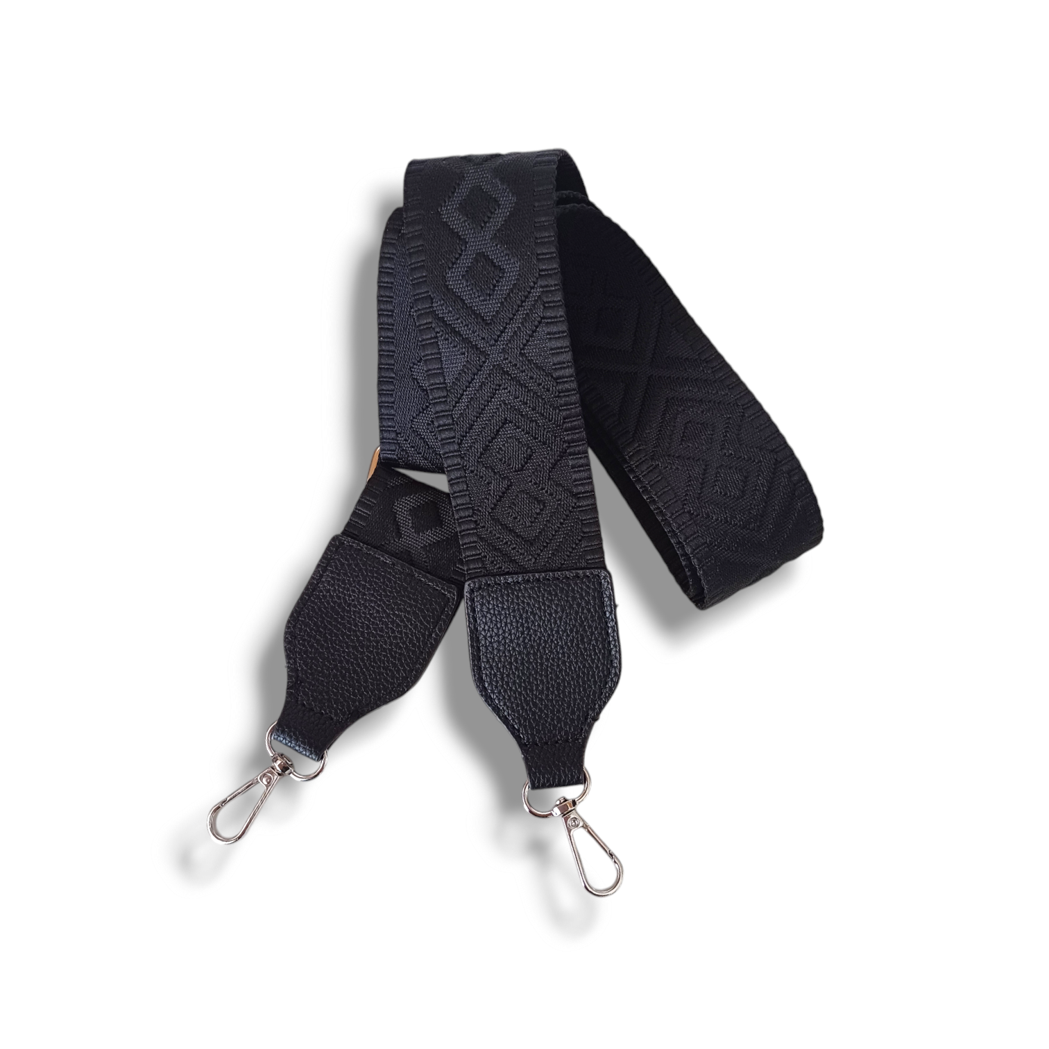 Ericka - černá crossbody kabelka - černý popruh se vzorem