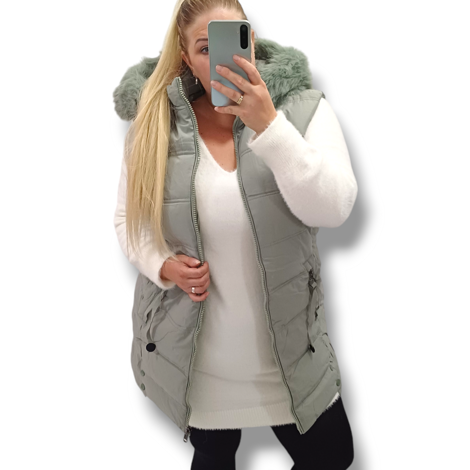 GRACE - PLUS SIZE vesta - zelená, velikost 50