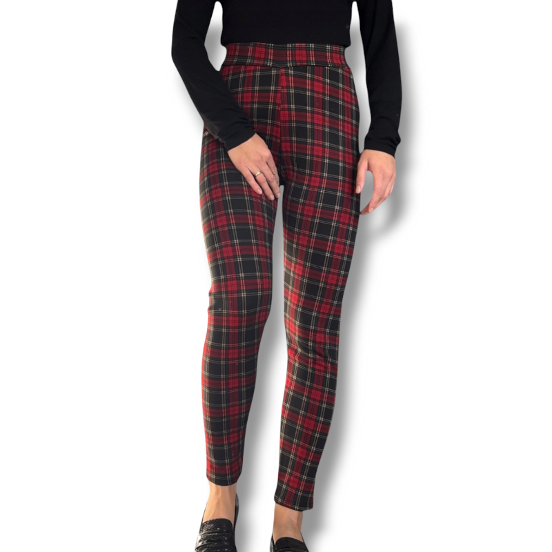 Zateplené kostkované legíny, velikost M/L