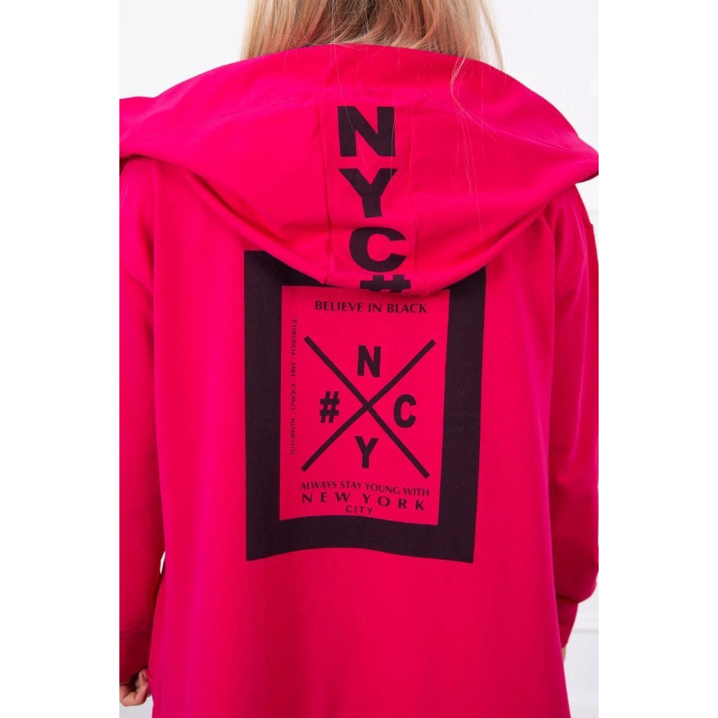 NYC PLUS SIZE kardigan s nápisem - fuchsie