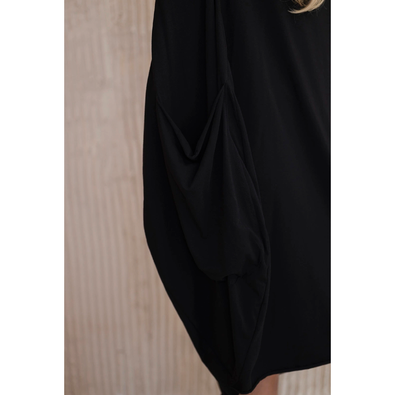 CELINA - PLUS SIZE šaty s kapsami černé