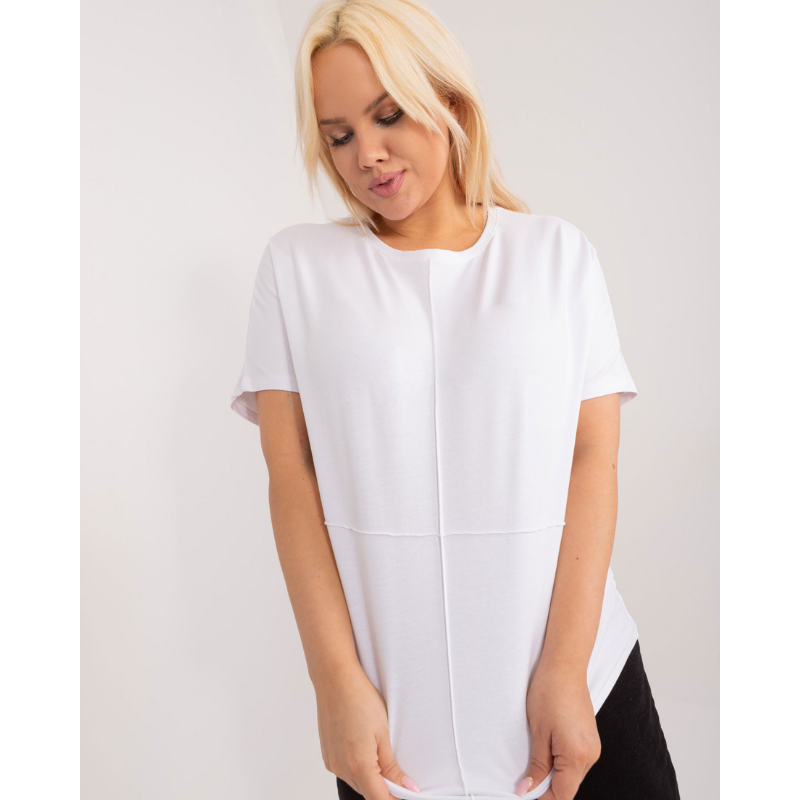 MAYA - PLUS SIZE bílé tričko s ozdobným švem
