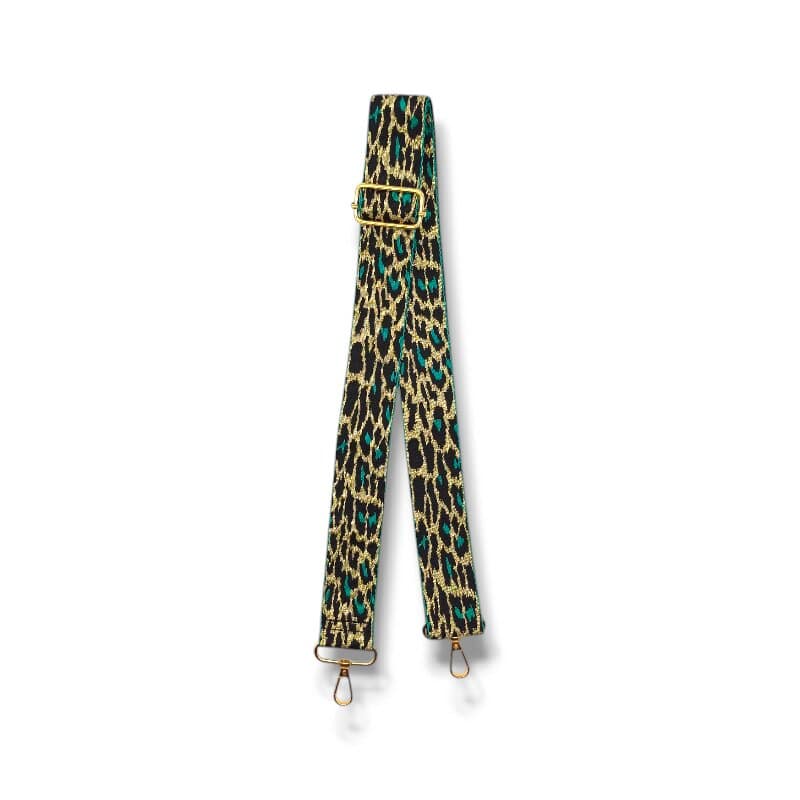 Zlatý popruh na kabelku/ledvinu s leopardím vzorem