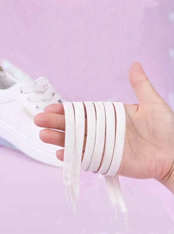 GLITTER LACES - třpytivé tkaničky - bílé, 120 cm