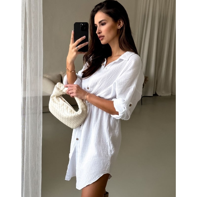 DIDI - letní mušelínové šaty - bílá, sednou do XL