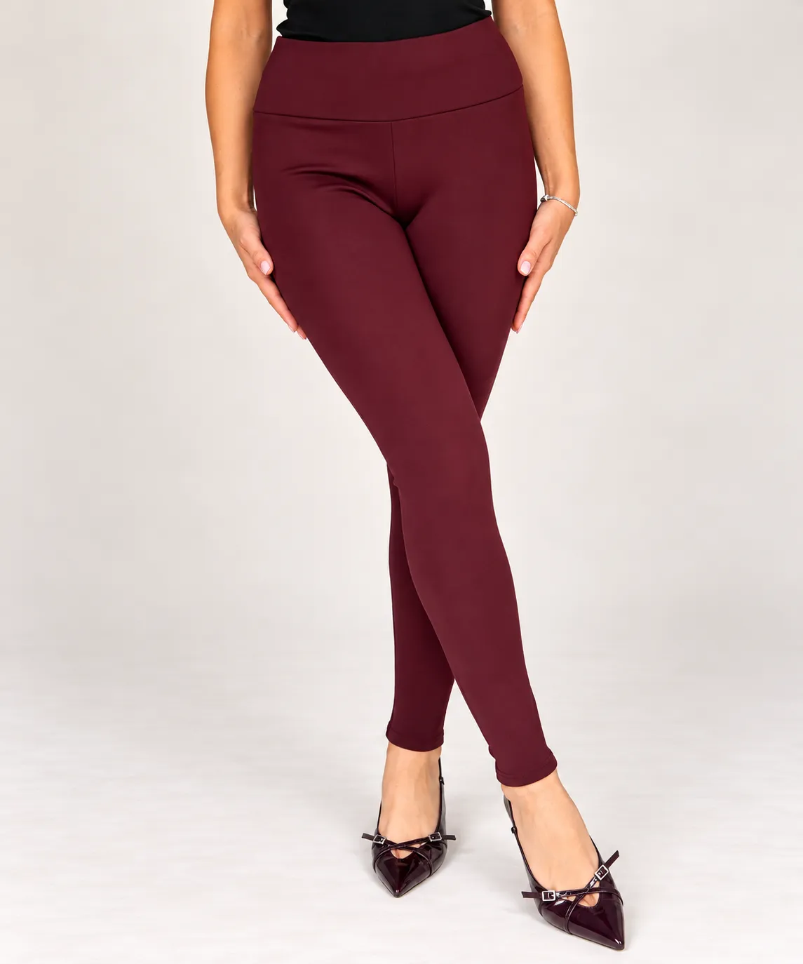 ALASKA - zateplené tvarující legíny - burgundy, velikosti od S do 6XL