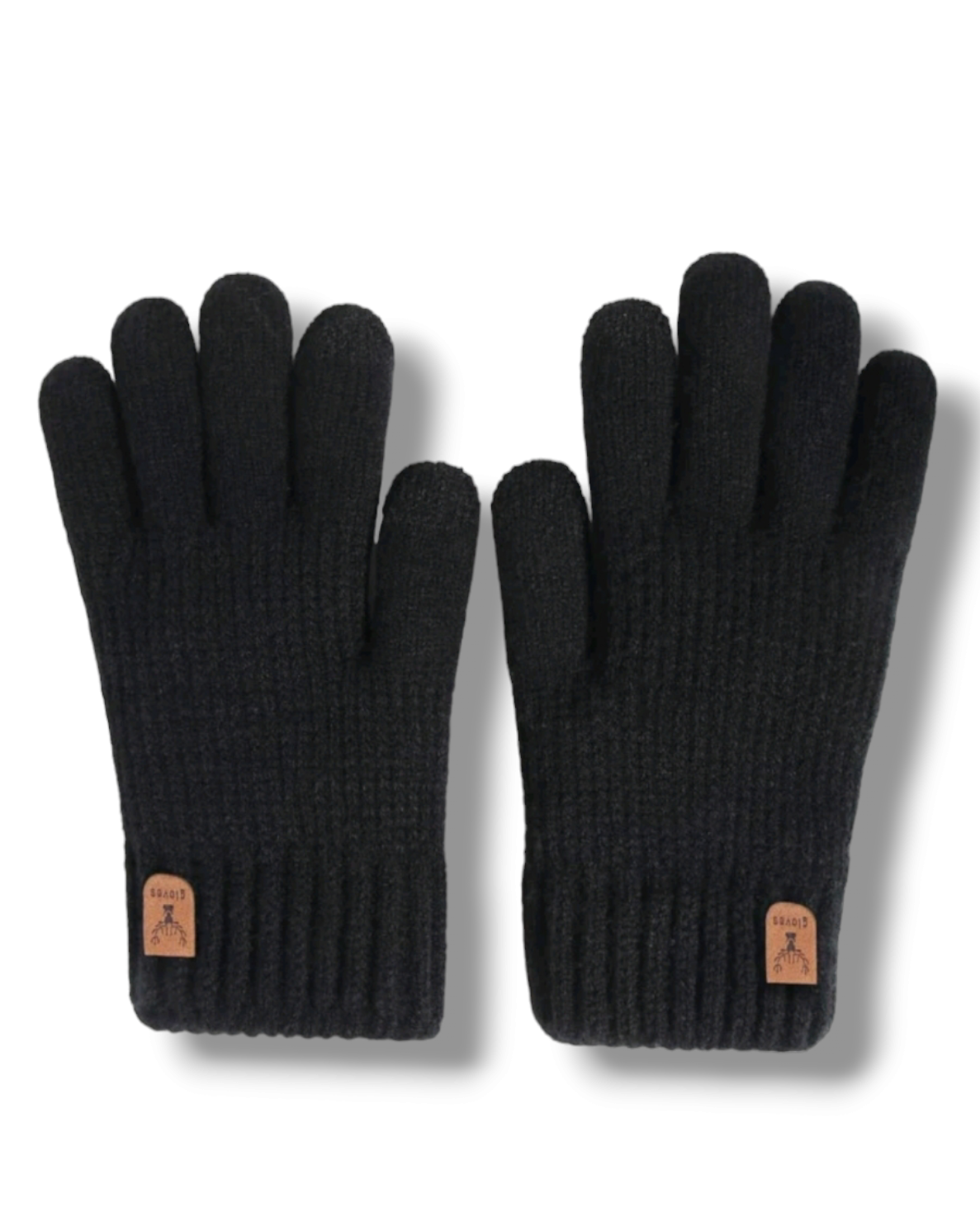 UNISEX zateplené prstové rukavice hladké - černé