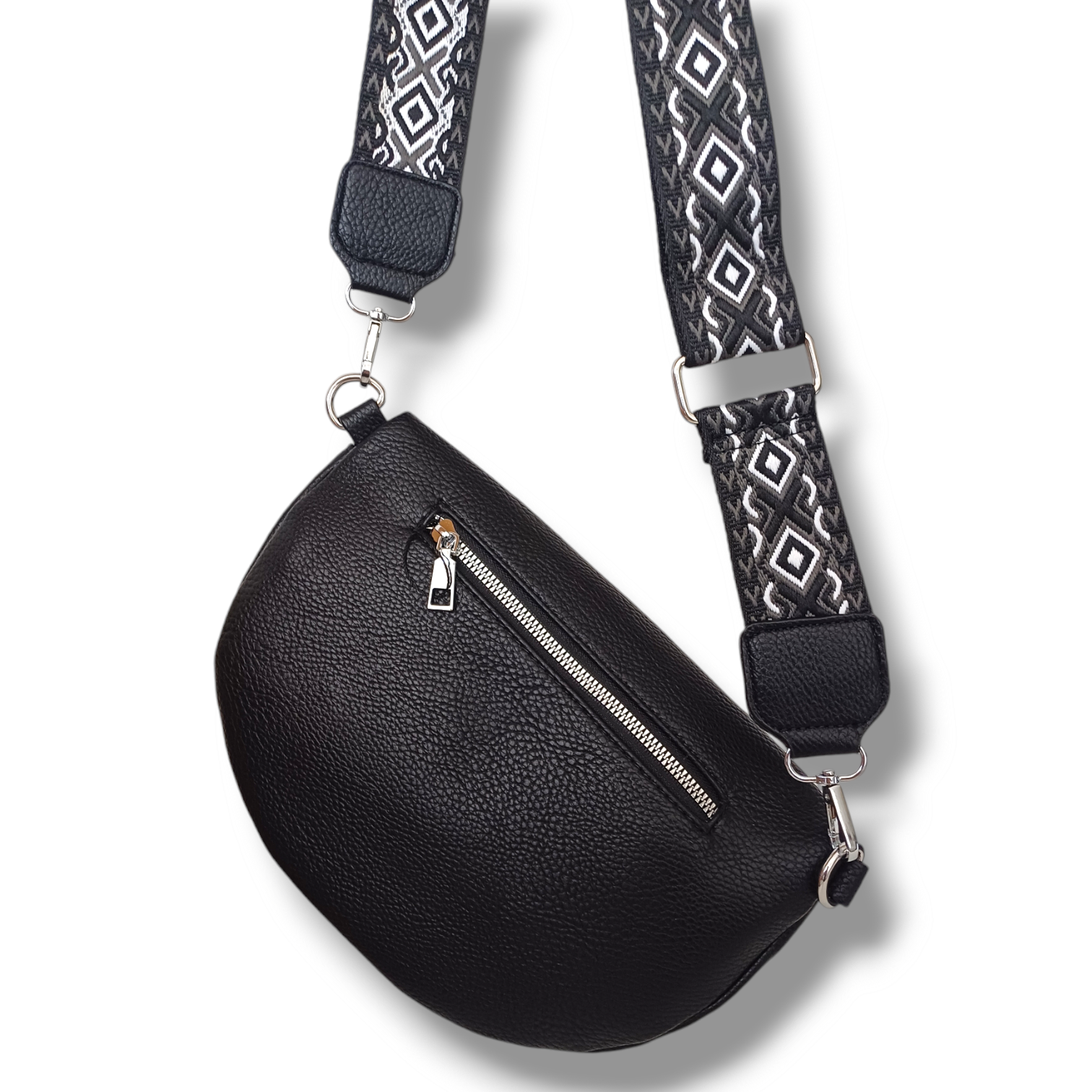 Camaya - crossbody ledvinka s barevným popruhem - black