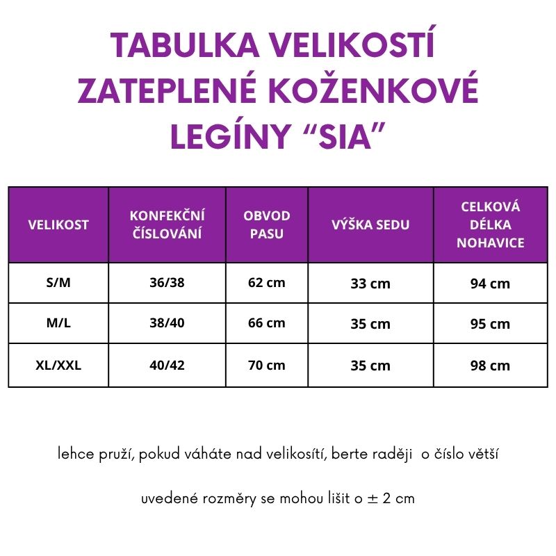 SIA zateplené koženkové legíny – černá, matný vzhled, velikost XL/2XL