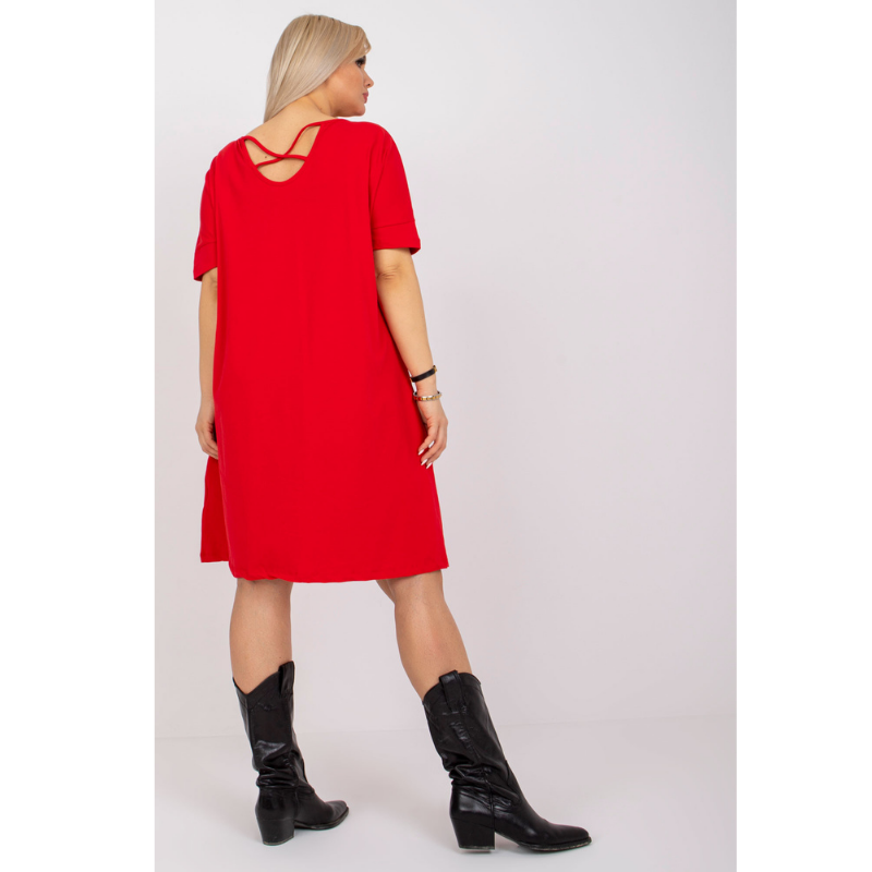 BELLAMY - červené šaty s křížením na zádech, velikost XL a XXXL