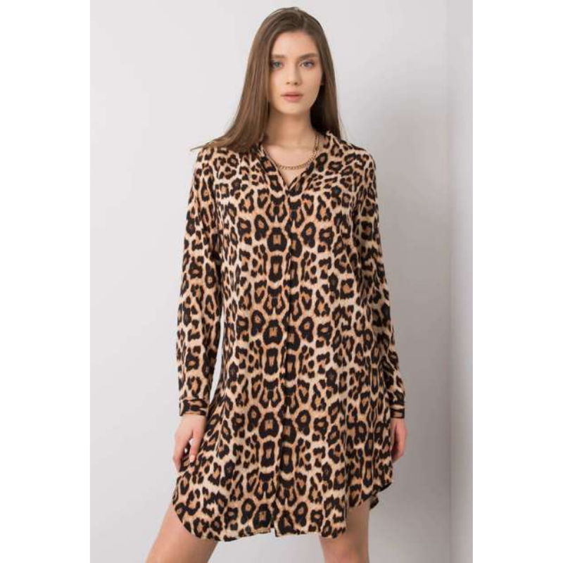 DEBORA - košilové šaty - leopard, velikost L (40)