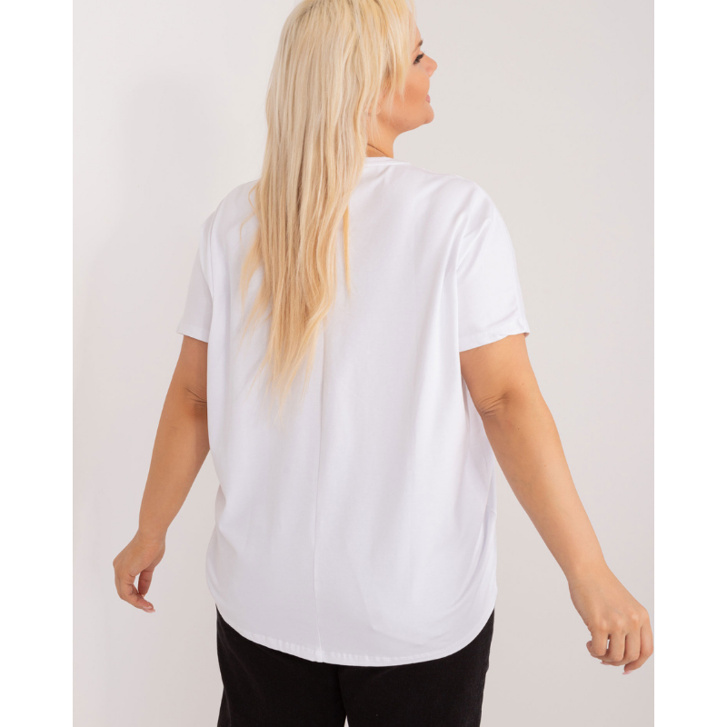 MAYA - PLUS SIZE bílé tričko s ozdobným švem